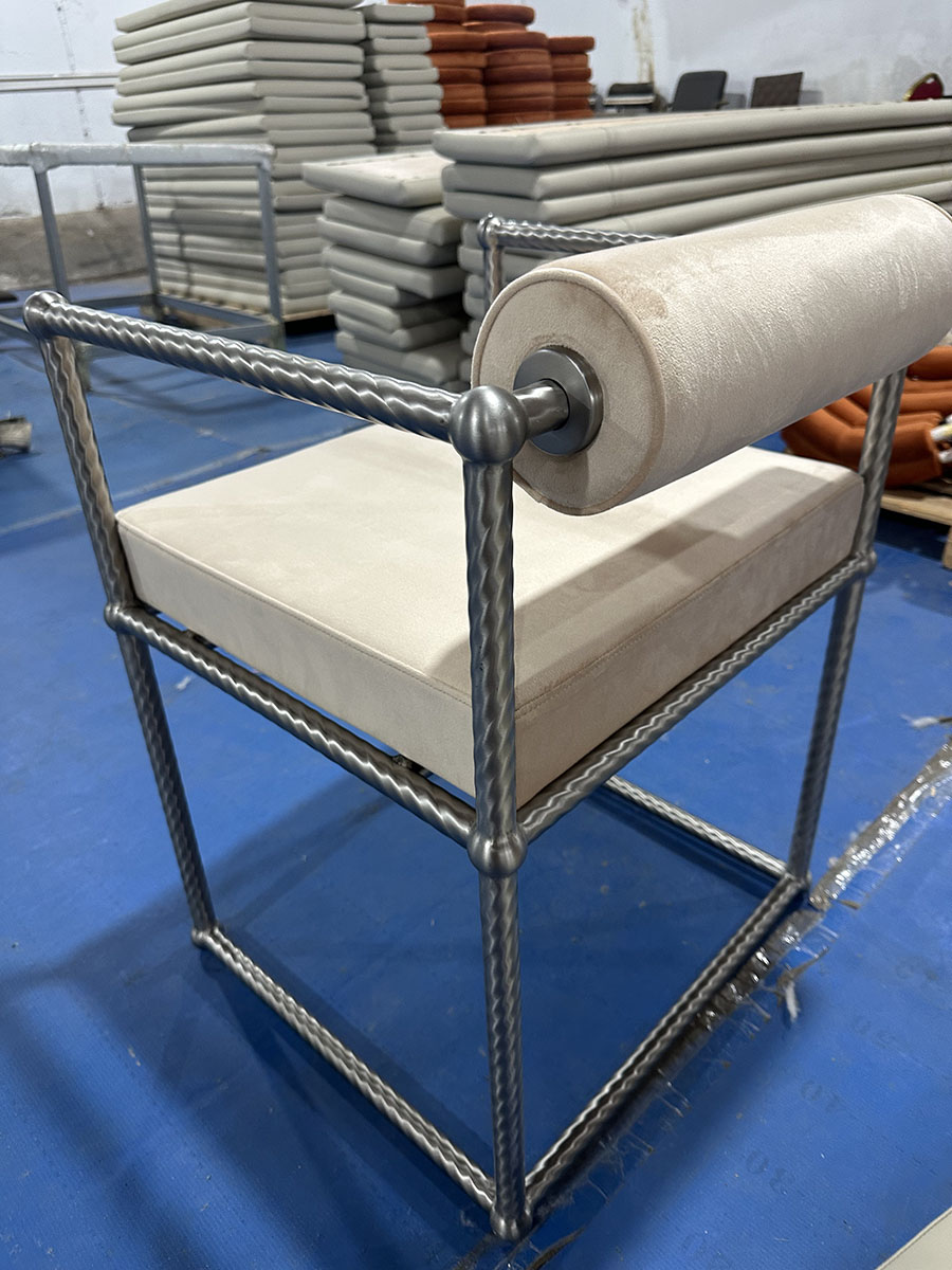Close-up of the sample chair as made by the factory